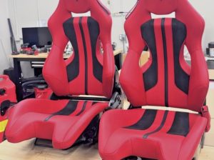 Pair of OEM Ferrari F8, SF90, 812 and 296 Carbon Race Seats. Red with Black