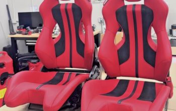 Pair of OEM Ferrari F8, SF90, 812 and 296 Carbon Race Seats. Red with Black